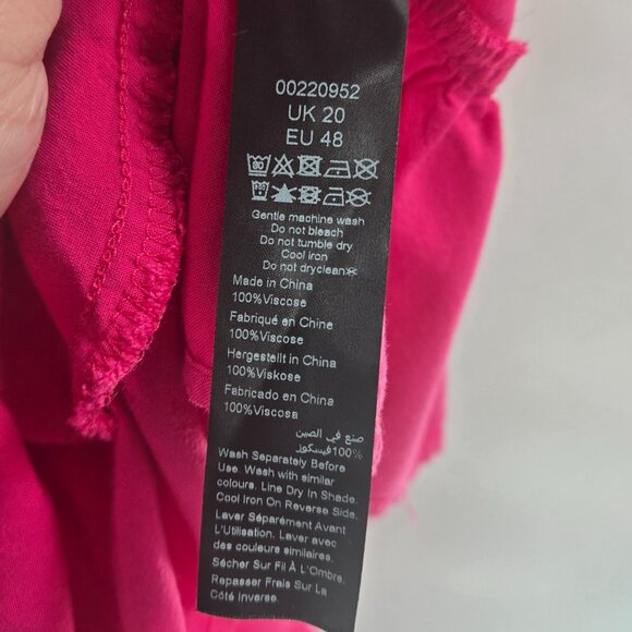 City Chic Fuscia Pink Nikki Short Sleeved Tiered Midi Dress Large/UK 20 - Picture 7 of 10